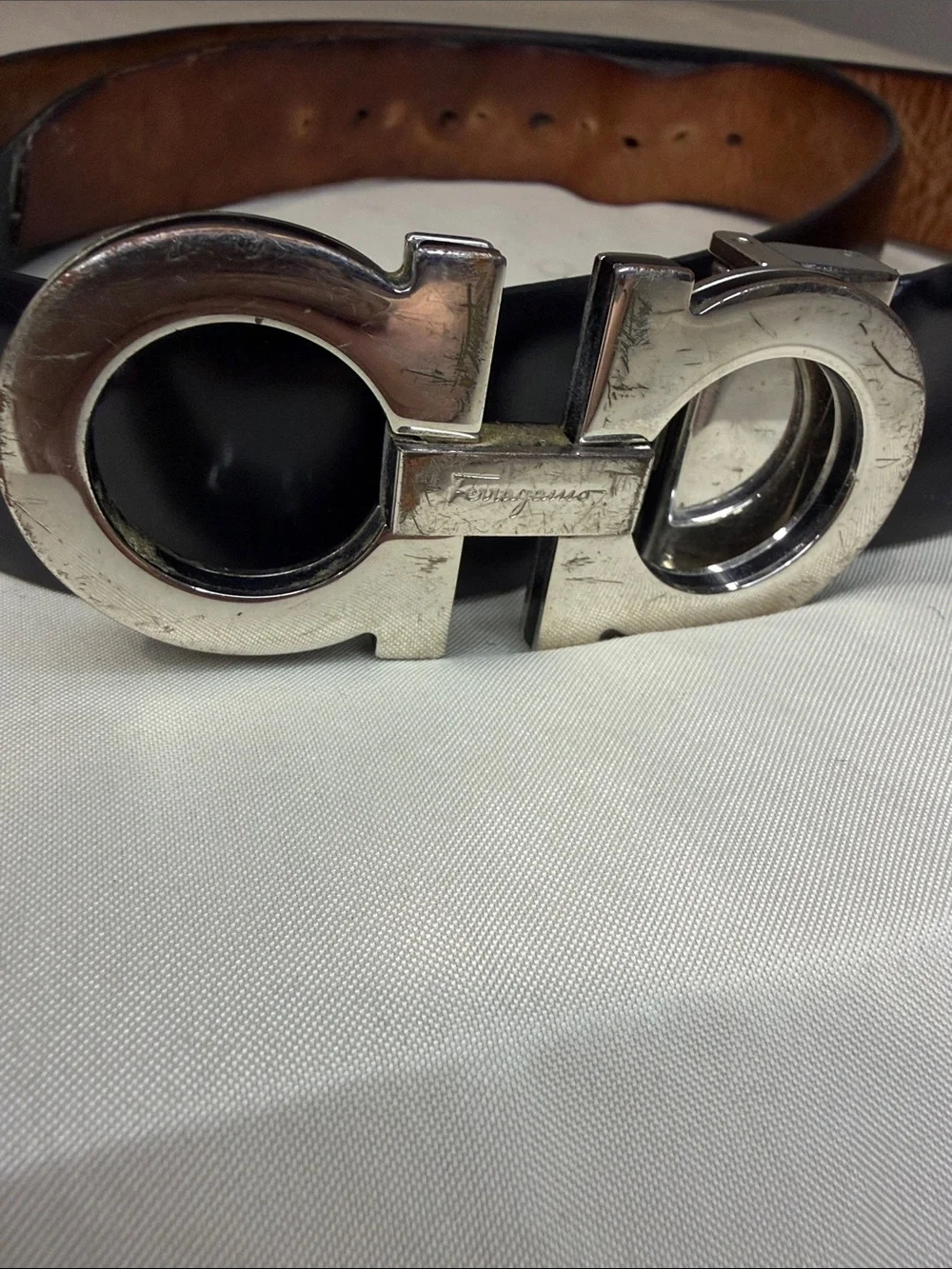 Salvatore Ferragamo polished silver
